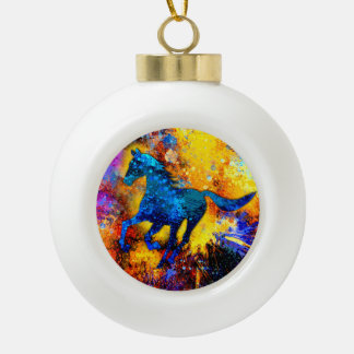 Boule En Céramique Peinture Abstraite de Cheval en Course