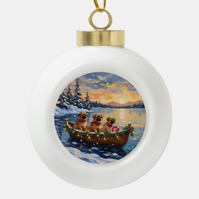 Boule En Céramique Pekingese Christmas Boat Holiday (Devant)