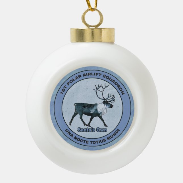 Boule En Céramique Père Noël 1er Polar Airlift Sqdn - Subduit (Devant)