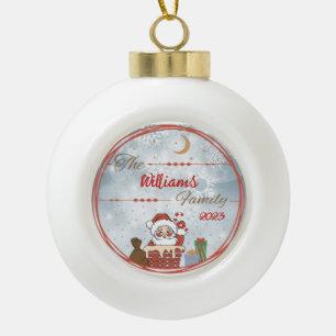 Boule En Céramique Père Noël de Noël de famille dans le rein