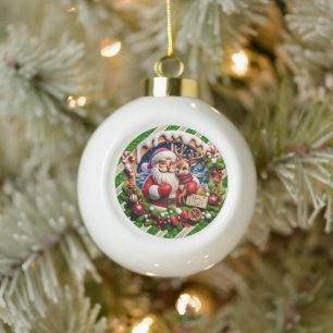 Boule En Céramique Père Noël Festive Ride" - Joyeux Noël