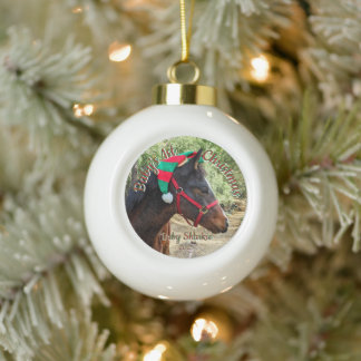 Boule En Céramique Père Noël Horse vacances Elf