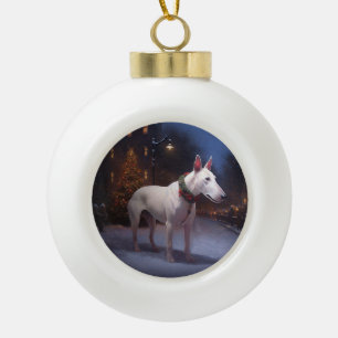 Boule En Céramique Période de fêtes de Noël du Bull Terrier