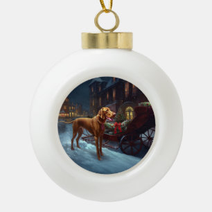 Boule En Céramique Période de fêtes de Noël du Vizsla