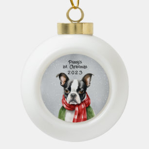 Boule En Céramique Personnalisé Boston Terrier