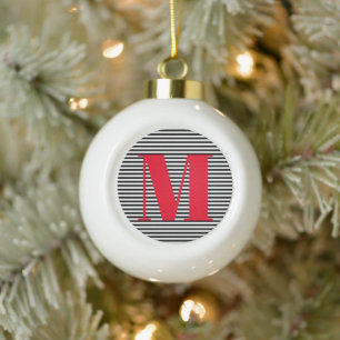 Boule En Céramique Personnaliser monogramme bandes initiales Noël