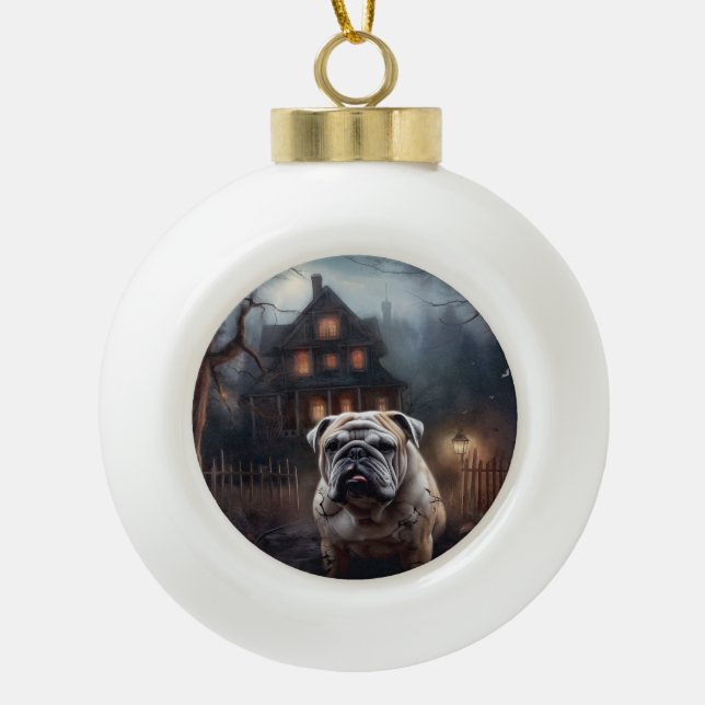 Boule En Céramique Peur d'Halloween Bulldog (Devant)