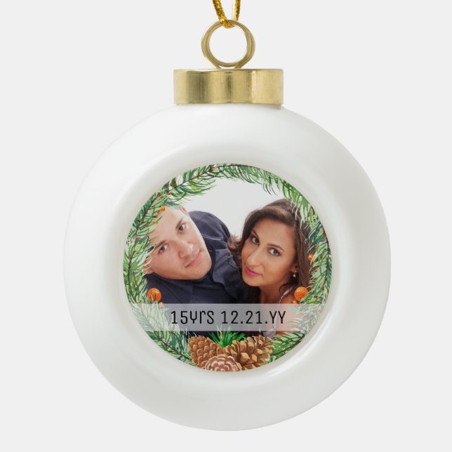 Boule En Céramique PHOTO BAUBLE - Xmas Wedding Anniversary Keepsake (Devant)