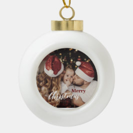 Boule En Céramique Photo de famille moderne et branchée de Noël sombr