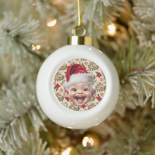 Boule En Céramique Photo de Noël du bébé personnalisé (Arbre)