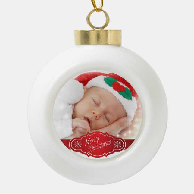 Boule En Céramique Photo de Noël personnalisée (Devant)