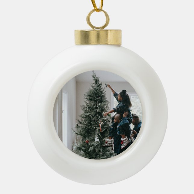 Boule En Céramique Photo de Noël personnalisée à deux faces (Devant)