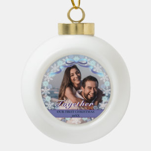 Boule En Céramique Photo Personnalisée Premier Noël Ensemble ton pour