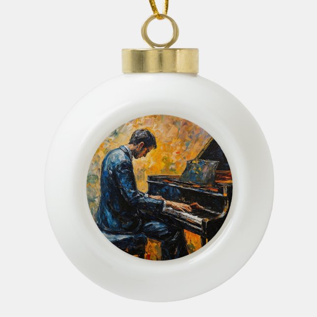 Boule En Céramique Piano Player - Peinture à l'huile (Devant)