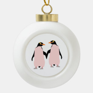 Boule En Céramique Pingouins lesbiennes gay pride tenant les mains