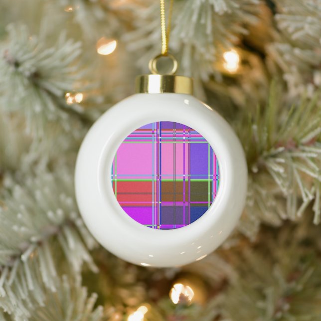 Boule En Céramique Pink tartan Fabric Pattern Cloth Madras (Arbre)