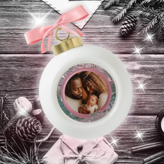 Boule En Céramique Pink Winter Famille de Noël (Créateur téléchargé)