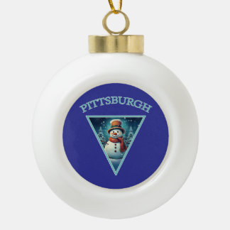 Boule En Céramique Pittsburgh Christmas Snowman