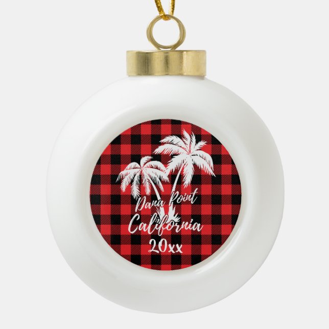 Boule En Céramique Plaid Red Plaid Dana Point California Beach (Devant)