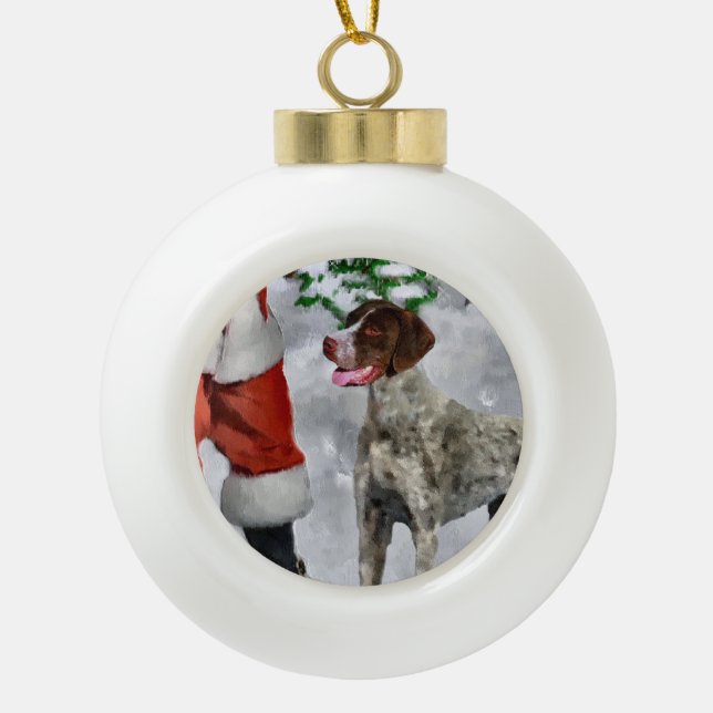 Boule En Céramique Pointeur court allemand Noël (Devant)