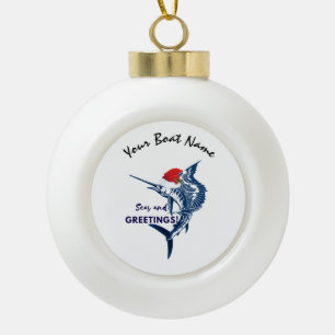 Boule En Céramique Poisson à voile avec Santa Hat