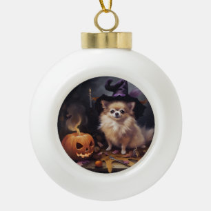 Boule En Céramique Pomeranian Citrouilles Halloween Épouvantable