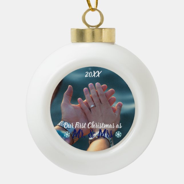 Boule En Céramique Premier Noël comme M. et Mme Ornament (Devant)