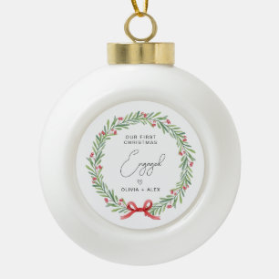 Boule En Céramique Premier Noël de fiançailles Cadeau de Noël personn