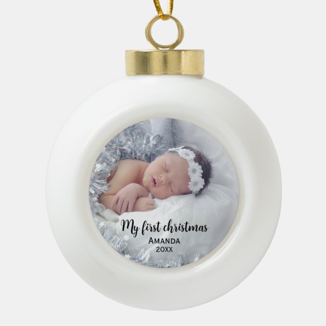 Boule En Céramique Premier Noël du bébé mignon (Devant)