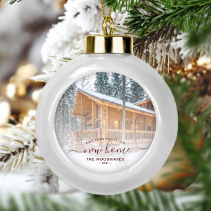 Boule En Céramique Premier Noël Nouvelle Maison Photo personnalisée R