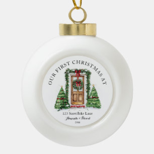 Boule En Céramique Premier Noël Personnalisé À Notre Nouvelle Maison