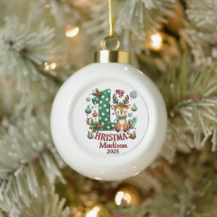 Boule En Céramique Premier Noël personnalisé du bébé