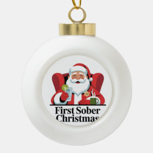 Boule En Céramique Premier Noël sobre Santa Sobriété Noël