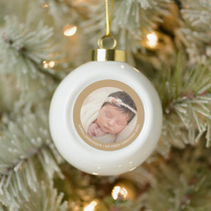 Boule En Céramique Première photo élégante de Noël du bébé