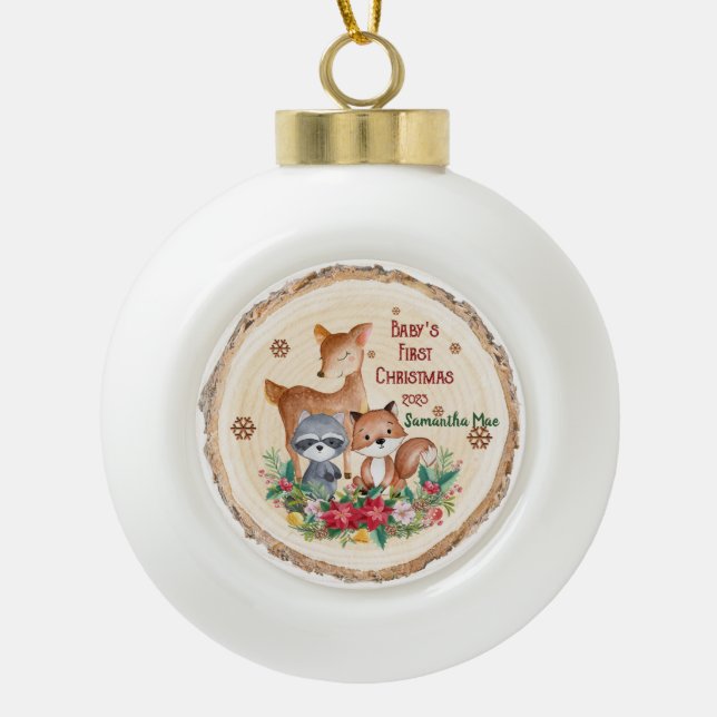 Boule En Céramique Prénom personnalisé de Noël du bébé Keepsaké (Devant)