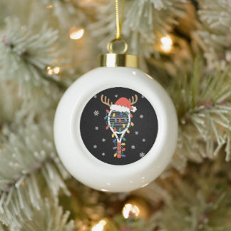 Boule En Céramique Raquette de Pickleball de Noël Renne Andouillers X