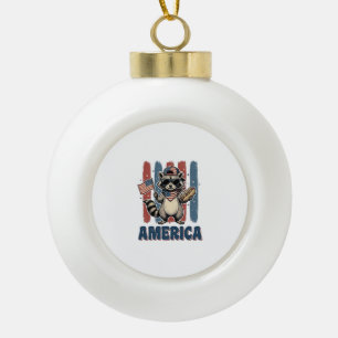 Boule En Céramique Raton laveur patriotique America Vintage conceptio
