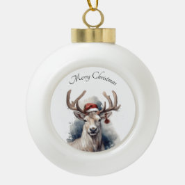 Boule En Céramique Reindeer de Noël, personnalisable