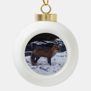 Boule En Céramique Renard hivernal fantaisiste dans la neige faune fe