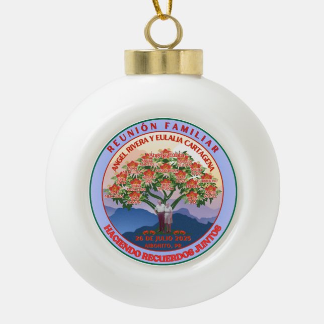 Boule En Céramique Réunion de famille de Noël (Devant)