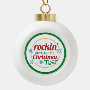 Boule En Céramique Rockin autour de l'ornement d'arbre de Noël