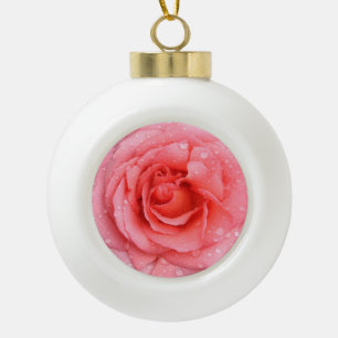 Boule En Céramique Romantique Rose rose rouge gouttes d'eau