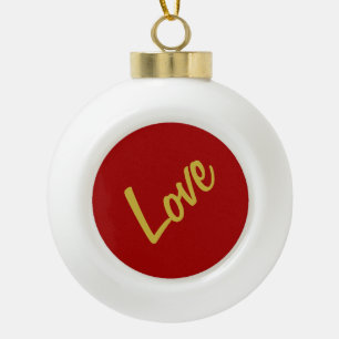 Boule En Céramique Rouge Écarlate Or Couleurs Amour Mariage Calligrap