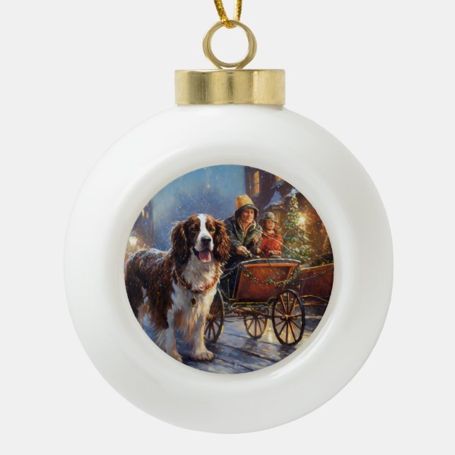 Boule En Céramique Saison de Noël de l'espagnol Springer anglais (Devant)