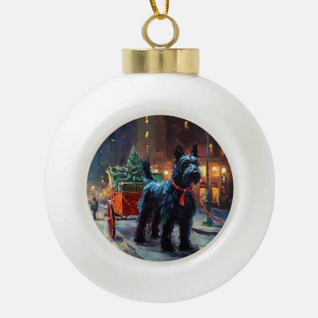 Boule En Céramique Saison de Noël du Terrier écossais (Devant)