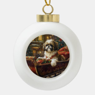 Boule En Céramique Saison de Noël Shih Tzu