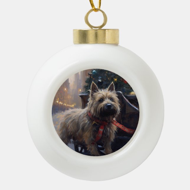 Boule En Céramique Saison Festive de Noël à Cairn Terrier (Devant)