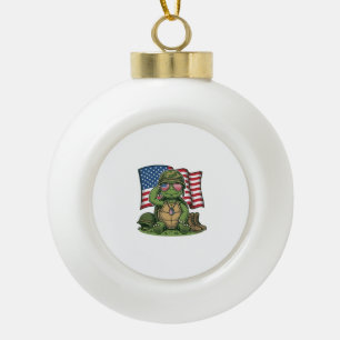 Boule En Céramique Salut de tortue patriotique Vector Design_1