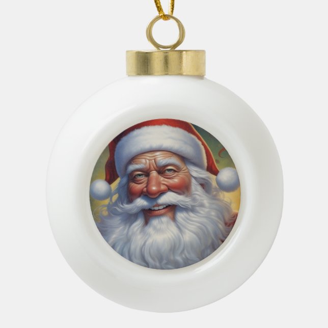 Boule En Céramique Santa Clause Joyeux Noël Bonne année (Devant)