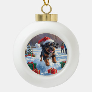 Boule En Céramique Scène de Noël des Bouviers des Flandres